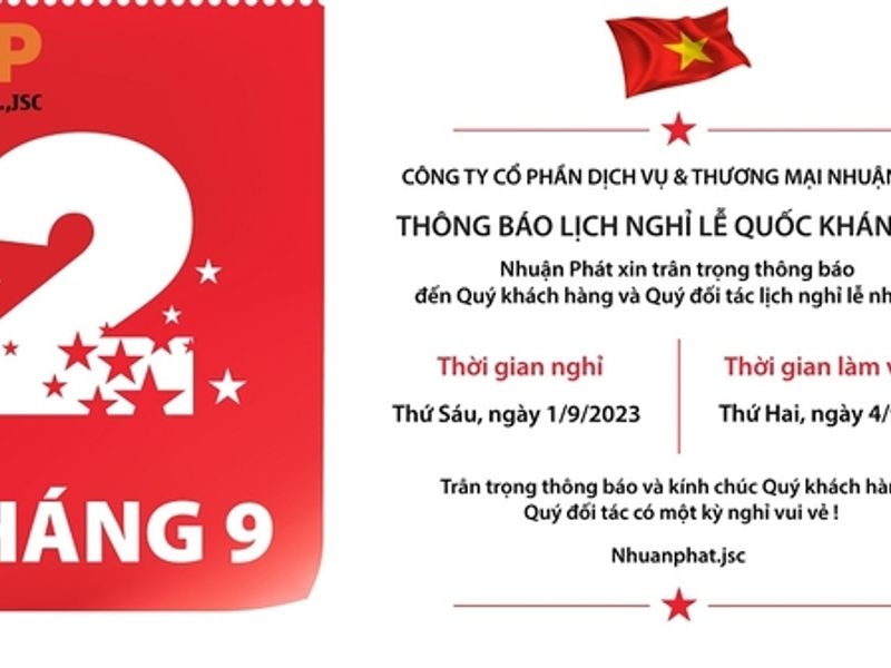 THÔNG BÁO NGHỈ LỄ 2/9