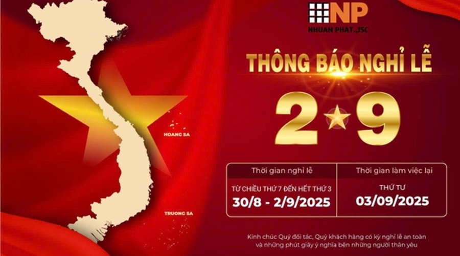 THÔNG BÁO NGHỈ LỄ QUỐC KHÁNH 2/9/2025